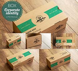 品牌展示模型－纸盒包装(5种类型)：5 PSD Paper Box Mockups